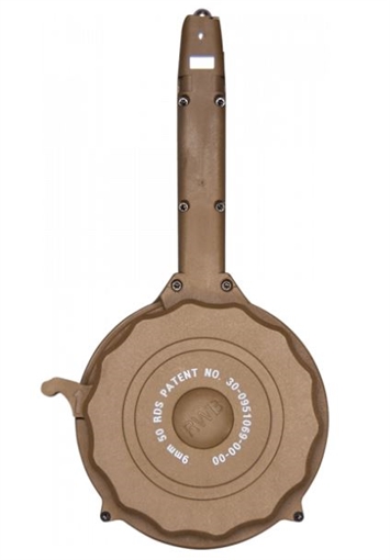 Picture of RWB 9mm Drum Magazine - Tan | 50rd | Gen 2 | Fits Glock 17, 19, 26, 34 RWB-GD950-TAN