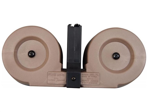 Picture of RWB AR-15 .223/5.56 Dual Drum Magazine - Desert Tan | 100rd | Gen 2 RWB-AR100-TAN