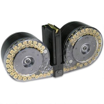Picture of RWB MAGAZINES DUAL DRUM MAGAZINE AR15 100RD BLK CLEAR FRONT AR100