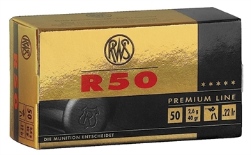 Picture of RWS/Umarex R50 Premium Line 22LR 40gr Lead Round Nose 50 Per Box/100 Case 2134187