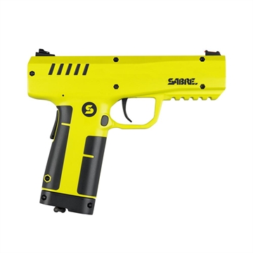 Picture of Sabre Compact Pepper Launcher Kit, Matte Finish, Yellow, Includes 7 Impact Projectiles, 7 Inert Practice Projectiles, Practice Target, (2) 12g CO2 Cartridges, Padded Carry Case, California Compliant SL-P1C-2