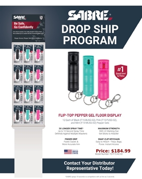 Picture of SABRE 36 PIECE FLIP-TOP PEPPER GEL DISPLAY CONTAINS 12 BLACK, 12 PINK AND 12MINT DROP SHIP ONLY FD-F15-AC-02 023063790657