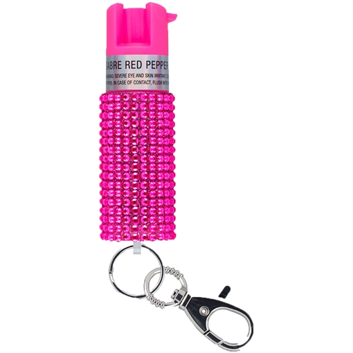 Picture of Sabre Jeweled, .54oz, Jeweled Pink, Snap Clip Keychain, Twist Lock Safety KR-J-PK-02