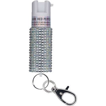 Picture of Sabre Jeweled, .54oz, Jeweled Silver, Snap Clip Keychain, Twist Lock Safety KR-J-WH-02