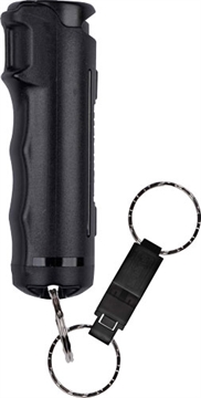 Picture of Sabre Pepper Gel with Quick Release Whistle Keychain, .54 Ounces, Black, Matte Finish F15-BUSG-W2