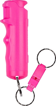 Picture of Sabre Pepper Gel with Quick Release Whistle Keychain, .54 Ounces, Pink, Matte Finish F15-PUSG-W2