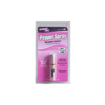 Picture of Sabre Pink Lipstick Pepper Spray OC Pepper 10 Burst Range 10 ft .78 oz Pink LS22US
