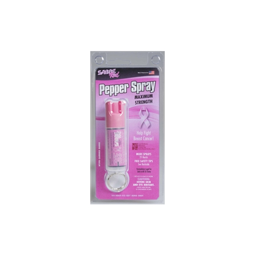 Picture of SABRE RED PEPPER W/UV DYE NBCF PINK KEY RING .54 OZ KR-NBCF-02