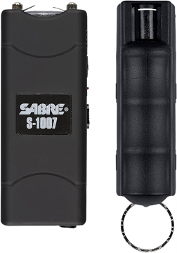 Picture of Sabre Stun Gun and Pepper Spray Package, Black Color, Stun Gun w/ Built-In 120 Lumen Flashlight, Twist Top Pepper Spray S7B-HCBK S7BHCBK