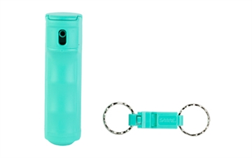 Picture of Sabre Pepper Gel with Quick Release Whistle Keychain, .54 Ounces, Mint, Matte Finish F15-MUSG-W2