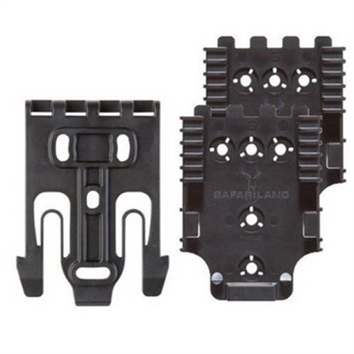 Picture of Safariland Quick Locking System Kit, 1-QLS 19 Duty Locking Fork and 2-QLS 22 Duty Receiver Plate, with Hardware, Black Finish QUICK-KIT3-2 QUICKKIT32