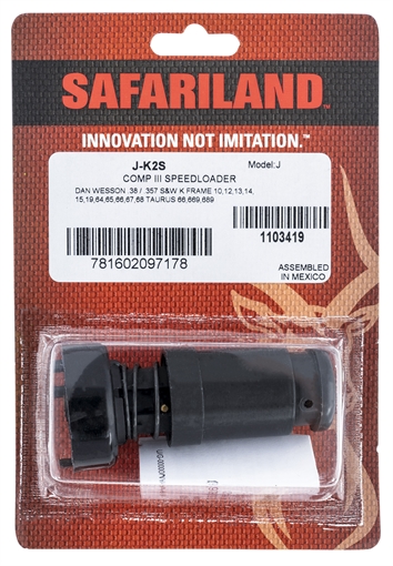 Picture of Safariland Speedloader, Competition III, 38 Special & 357 Magnum, 6 Rounds, Dan Wesson 38/357, S&W K-Frame, Black J-K2S JK2S
