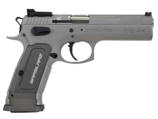 Picture of SAR USA K12 Sport 9mm Luger 17+1 4.70" Stainless Target Crown Barrel, Stainless Steel Serrated Slide, Stainless Steel Frame w/Beavertail, Gray Polymer Grip, Right Hand K12STSP