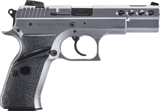 Picture of SAR USA P8L 9mm Luger 17+1 4.60" Black Ported Steel Barrel, Black Steel Ported/Serrated Slide, Black Steel Frame w/Beavertail, Black Polymer Grip, Right Hand P8LST