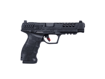 Picture of SAR USA SARSPTG3BL SAR9 Sport Gen3 9mm Luger 19+1 5.20" Black Steel Barrel, Black Lightening Cut/Optic Ready/Serrated Steel Slide, Black Polymer Frame w/Picatinny Rail, Interchangeable Backstrap SARSPTG3BL SAR9SPTG3BL