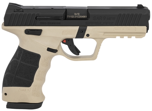Picture of Sar USA SAR9 Mete Safari 9mm Luger 4.50" 17+1 (2) Mete Safari Black Steel Slide Black Interchangeable Backstrap Grip SAR9METESABL