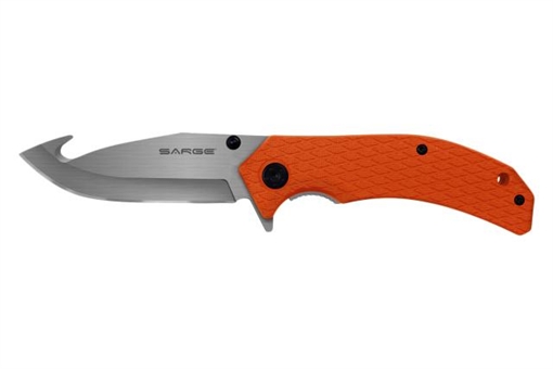 Picture of Sarge Knives Adrenaline Spring Assist Folding Knife 3-1/2" Gut Hook Blade Orange SK-916