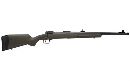 Picture of Savage Arms 110 Hog Hunter, Bolt Action Rifle, 400 Legend, 20" Barrel, Matte Finish, Black, Dark Olive Drab Green Polymer Stock, AccuTrigger, Detachable Box Magazine, Adjustable Iron Sights, 3 Rounds, Right Hand 58133