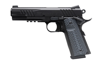 Picture of Savage Arms Savage 1911 with Rail, Semi-automatic, Single Action, Metal Frame Pistol, Full Size, 9mm, 5" Barrel, G10 Grips, Melonite Finish, Black, Night Sights, Manual Safety, 10 Rounds, 2 Magazines 67211