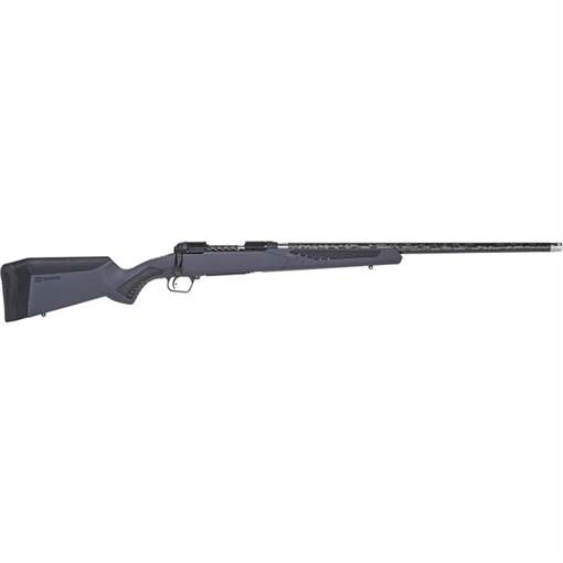 Picture of Savage Arms 110 UltraLite Full Size 6.5 PRC 2+1 24" Carbon Fiber Threaded Barrel, Black Melonite Drilled & Tapped Stainless Steel Receiver, Adj AccuStock Gray Synthetic Stock, Right Hand 57583