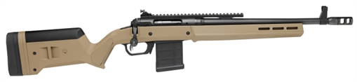 Picture of Savage Arms 110 Magpul Scout, Bolt Action Rifle, 6.5 Creedmoor, 16.5" Barrel, Muzzle Brake, Matte Finish, Black, Flat Dark Earth Magpul Hunter Stock, Picatinny Rail with Rear Peep Sight, Adjustable Front Sight, Savage AccuTrigger, 10 Rounds, 1 AICS Magazine 58188