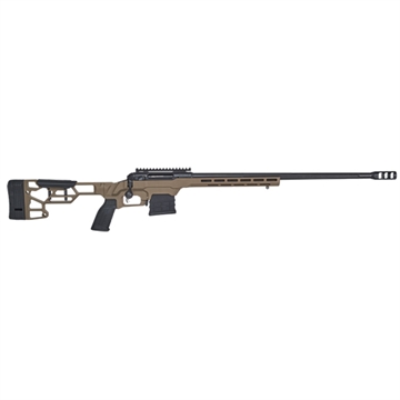 Picture of Savage Arms 110 Precision, Bolt Action Rifle, 338 Lapua, 24" Barrel, Threaded 5/8-24, BA Muzzle Brake, Matte Finish, Flat Dark Earth, MDT LSS XL Chassis, AccuTrigger, Includes 1 AICS Magazine and 20 MOA 1 Piece EGW Rail, 5 Rounds, Right Hand 57566