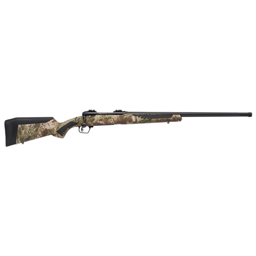 Picture of Savage Arms 110 Predator Full Size 22-250 Rem 4+1 24" Matte Black Fluted, Threaded Barrel, Matte Black Carbon Steel Receiver, Fixed AccuStock w/AccuFit Mossy Oak Terra Synthetic Stock 57000