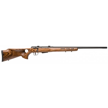 Picture of Savage Arms 25 Lightweight Varminter-T Full Size 222 Rem 4+1 24" Matte Black Heavy Barrel, Matte Black Carbon Steel Receiver Drilled & Tapped, Satin Brown Thumbhole Laminate Stock, Right Hand 19142