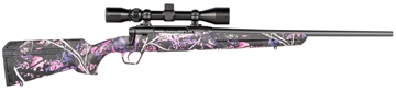 Picture of Savage Arms Axis XP Compact 6.5 Creedmoor 4+1 20" Matte Black Steel Barrel, Drilled & Tapped Steel Receiver, Fixed Muddy Girl Synthetic Stock, Weaver 3-9x40mm, Right Hand 57476