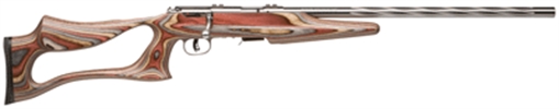 Picture of Savage Arms 93 BSEV Full Size 22 WMR 5+1 21" Matte Heavy Spiral Fluted Barrel, Matte Stainless Steel Drilled & Tapped Receiver, Royal Jacaranda Thumbhole Laminate Stock, Right Hand 92750