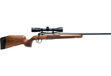 Picture of Savage Arms Axis 2 XP Combo 243 Win 4+1 22" Matte Black Sporter Barrel & Drilled & Tapped Carbon Steel Receiver, Ergonomic Hardwood Stock, Right Hand, Boresighted 3-9x40mm Scope 32259
