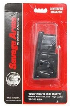 Picture of Savage Arms Magazine, Bottom Release, Short Action, 204 Ruger/223 Remington, 4 Rounds, Fits 10FC/11FC/12FCV/12LRP/10 Precision Carbine/10 Predator Hunter/110, Matte Blued Finish 55155
