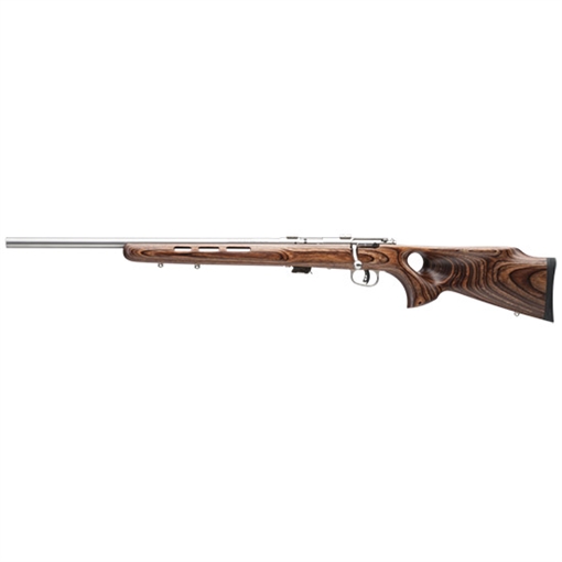 Picture of Savage Arms Mark II BTV Full Size 22 LR 5+1 21" Satin Heavy Button Rifled Barrel, Satin Drilled & Tapped Stainless Steel Receiver, Satin Brown Thumbhole Laminate Stock, Left Hand 25795