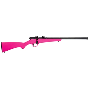 Picture of Savage Arms Rascal FV-SR, Single Shot, Bolt Action, 22LR, 16.125" Threaded Barrel, Matte Finish, Black, Pink Synthetic Stock, AccuTrigger, Right Hand 13835