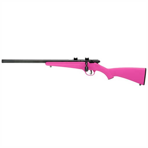 Picture of Savage Arms Rascal FLV-SR Youth 22 LR 1rd 16.12" Matte Blued Heavy Barrel, Matte Blued Carbon Steel Receiver, Pink Synthetic Stock, Left Hand 13842