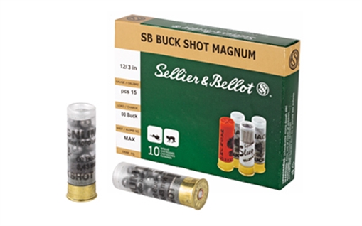 Picture of Sellier & Bellot Hunting Magnum 12Gauge 3" 15Pellets 1 7/8oz 00Buck Shot 10 Per Box/25 Case SB12BSA