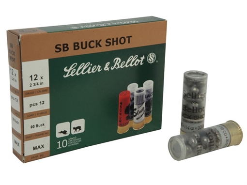 Picture of Sellier & Bellot Hunting 12Gauge 2.75" 12Pellets 1 1/8oz 1Buck Shot 10 Per Box/25 Case SB12BSI