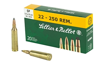 Picture of Sellier & Bellot Rifle 22-250Rem 55gr Soft Point 20 Per Box/25 Case SB22250B