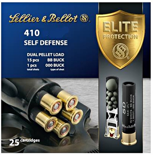 Picture of Sellier & Bellot Self Defense 410Gauge 3" 15Pellets 11/16oz 000Buck Shot 25 Box/20 Case SB410SDB