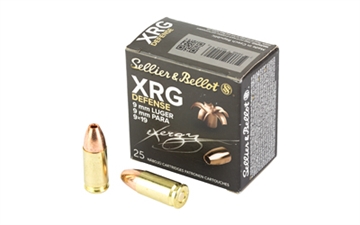 Picture of Sellier & Bellot XRG Defense 9mmLuger 100gr Solid Copper Hollow Point 25 Per Box/40 Case SB9XA