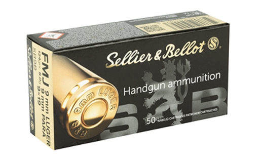 Picture of Sellier & Bellot Pistol, 9MM, 124 Grain, Full Metal Jacket, 1000 Round Case SB9B