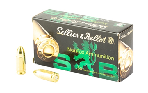 Picture of Sellier & Bellot NonTox, Pistol Ammunition, 9MM, 124 Grain, Total Full Metal Jacket, 50 Round Box SB9NTB
