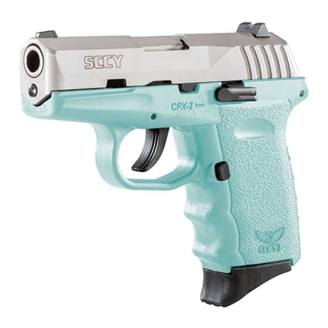 Picture of SCCY 9mm Semi Auto Pistol w/o Safety Stainless Steel Blue Grip CPX-2 TT SB