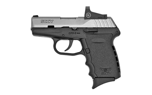 Picture of SCCY CPX-2, Double Action Only, Semi-automatic, Polymer Frame Pistol, Compact, 9MM, 3.1" Barrel, Satin Slide, Black Frame, 10 Rounds, Crimson Trace Red Dot Sight, 2 Magazines CPX-2TTRD