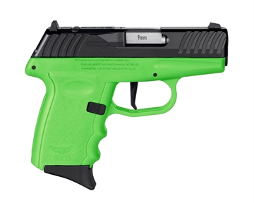 Picture of SCCY DVG-1 RDR Handgun 9mm Luger 10rd Magazine 3.1" Barrel Striker Fired Black Slide/Lime Green Frame DVG-1CBLGRDR
