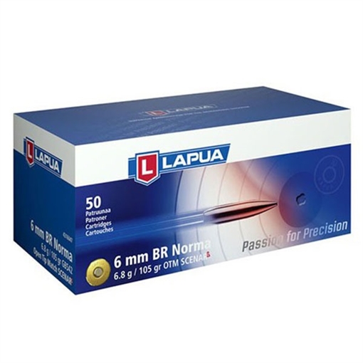 Picture of Lapua OTM Rifle Ammo 6mm BR Norma 105 gr Scenar-L 2674 fps 50/ct 4316047