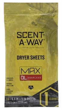 Picture of Scent-A-Way Max Dryer Sheets Odor Eliminator Odorless Scent Dryer Sheet 15 Per Pkg 07707