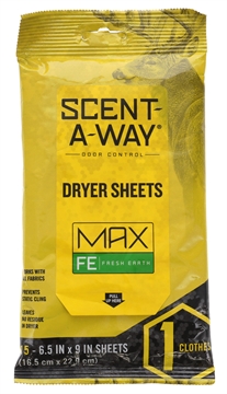 Picture of Scent-A-Way Max Dryer Sheets Odor Eliminator Earth 15 Per Pkg 07708