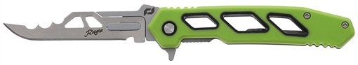 Picture of Schrade Isolate Enrage 7 2.60" Folding Scalpel Plain Satin 420A Steel Blade, 4.25" Green Non-Slip Carbon Fiber Handle, Includes Blade Removal Tool/Case/Sheath/ 1197645