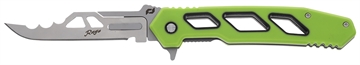 Picture of Schrade Isolate Enrage 8 3" Scalpel Plain Satin 420A Steel Blade, Green Non-Slip Carbon Fiber Handle, Includes Blade Removal Tool/Case/Sheath/ 1197646